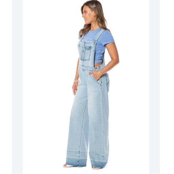 Juicy Couture Denim - Juicy Couture Light Indigo Wide Leg Overalls with Release Hem New!